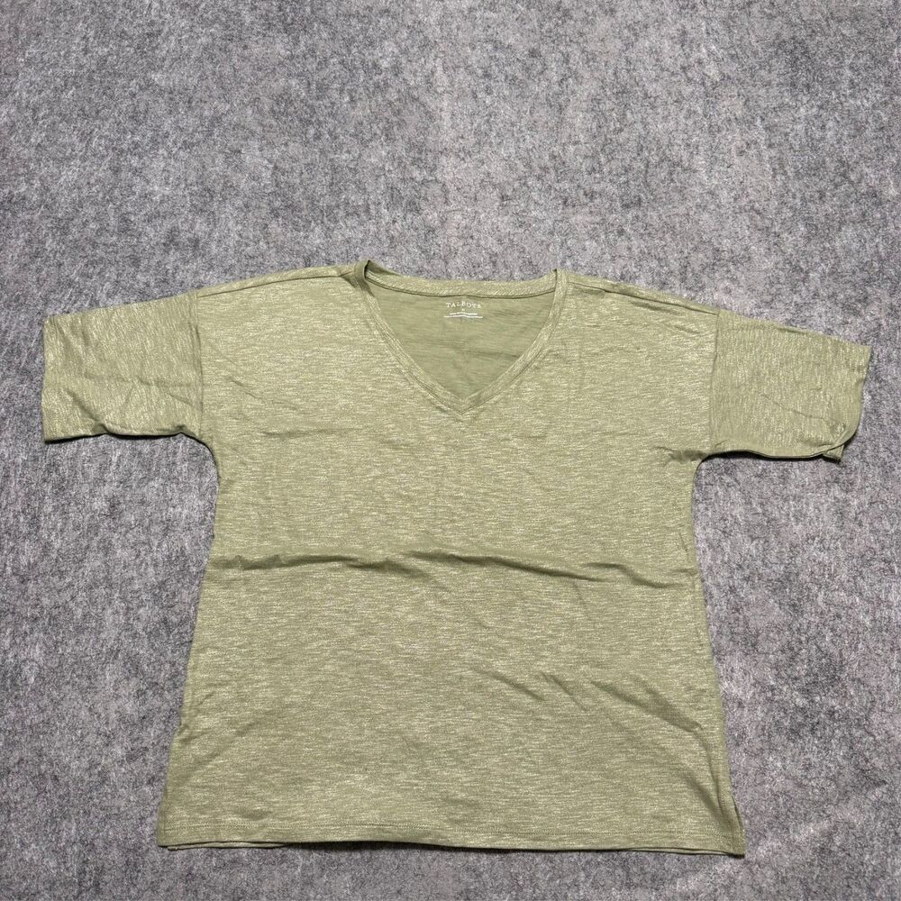 Talbots Womens Olive Green V-Neck T-Shirt Size M Casual Pullover